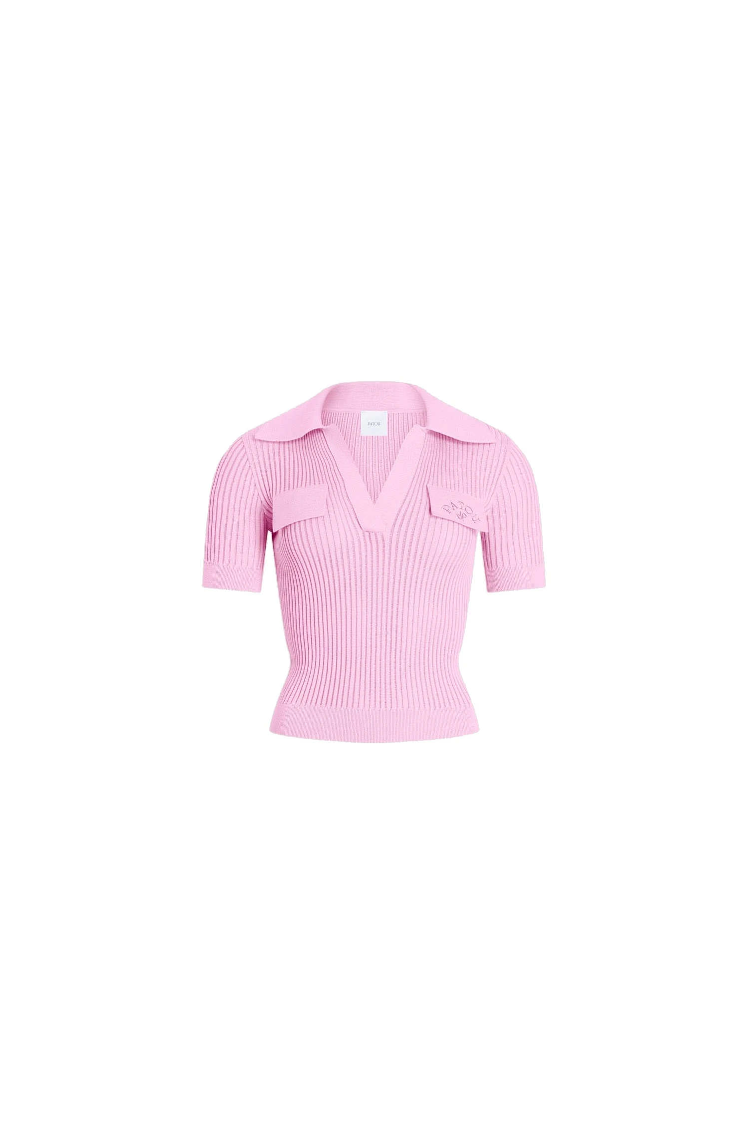 Patou Embroidered cotton polo shirt in Orchid Ice | Knitwear | Luxury Shoes Patou Embroidered cotton polo shirt in Orchid Ice