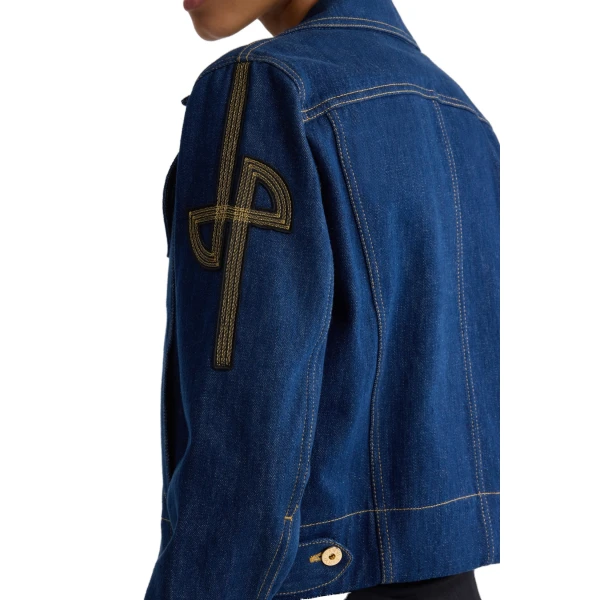 Embroidered logo denim jacket in Rodeo Blue - Image 4