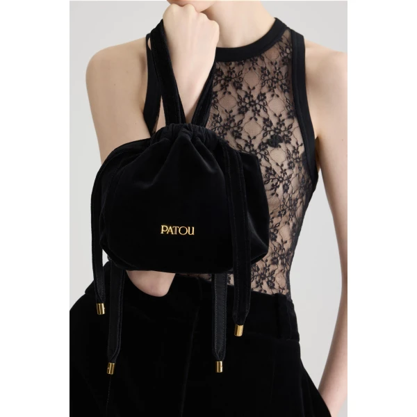Evening pouch in Black cotton velvet - Image 3