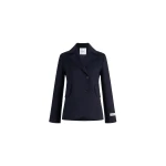 Patou Fitted belted jacket in Navy Black sustainable technical wool twill