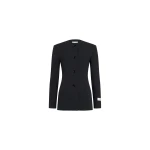 Patou Fitted collarless wool blend jacket