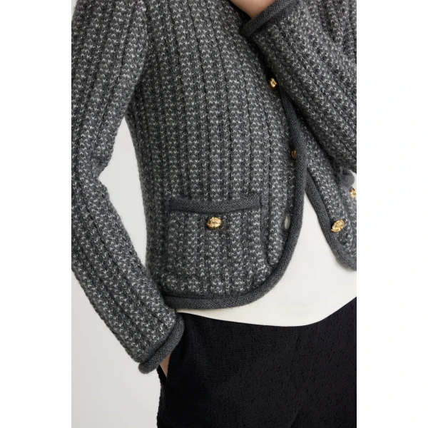 Fitted jacket in Graphite alpaca and organic wool - Image 4