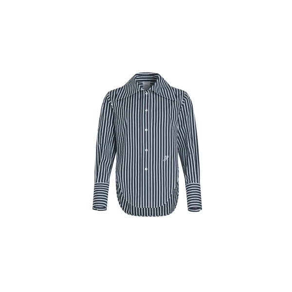 Patou Fitted shirt in Navy Stripes printed organic cotton poplin