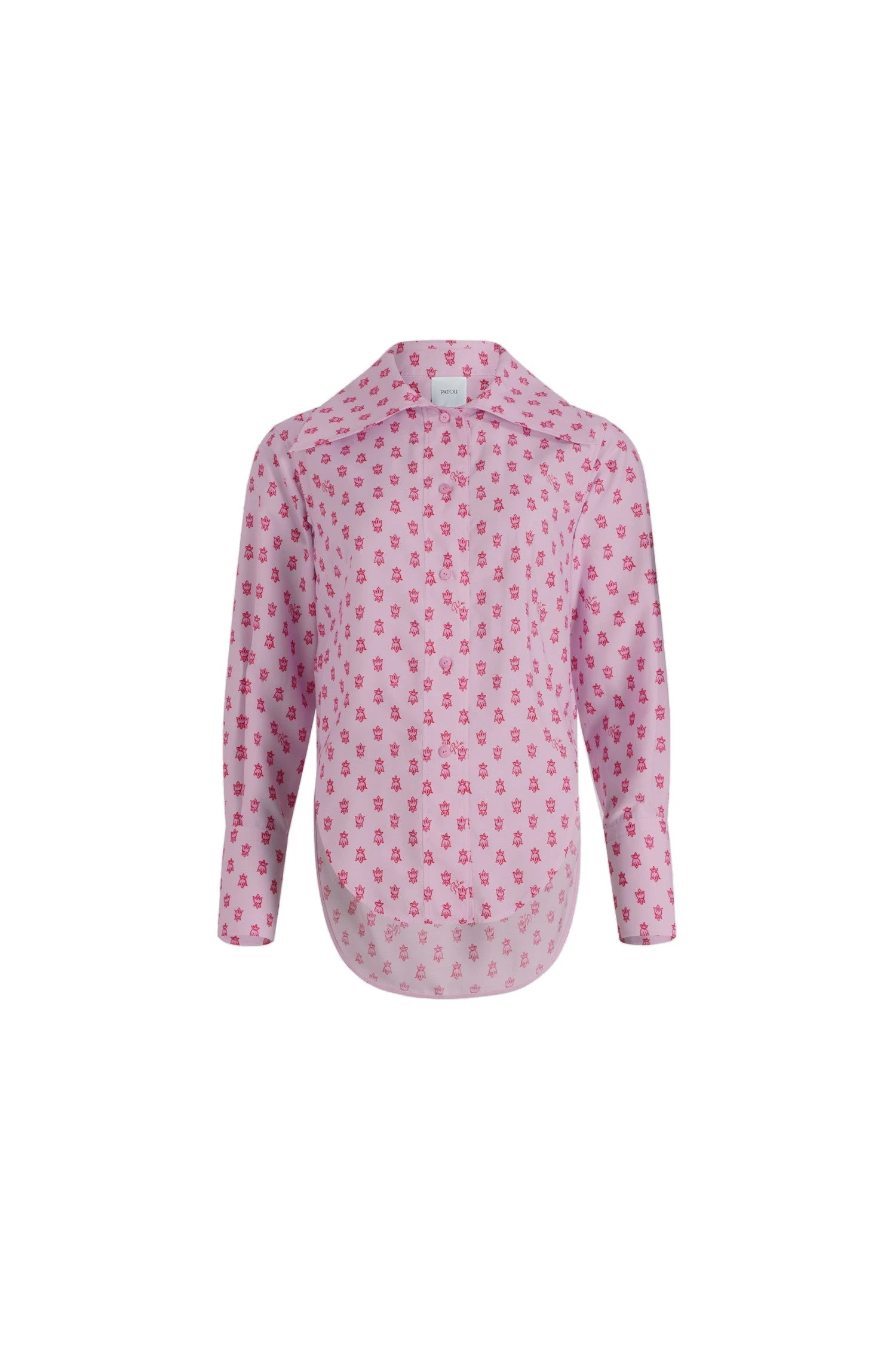 Patou Fitted shirt in Small Provence Pink printed sustainable viscose blend | Tops | Luxury Shoes Patou Fitted shirt in Small Provence Pink printed sustainable viscose blend