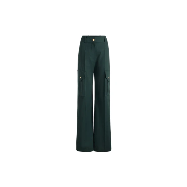 Patou Flared cargo trousers in Garden Green organic cotton gabardine