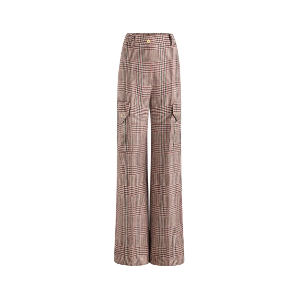 Patou Flared cargo trousers in Prince of Wales sustainable wool flannel