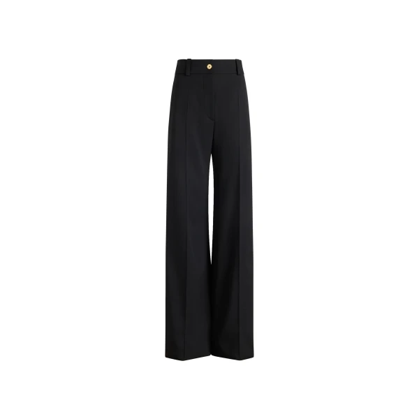 Flared tailored trousers in Black sustainable technical wool