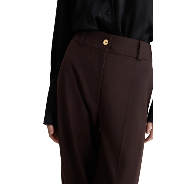 Flared tailored trousers in Smoked Ebony sustainable technical wool - Image 4