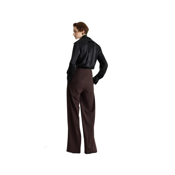 Flared tailored trousers in Smoked Ebony sustainable technical wool - Image 6