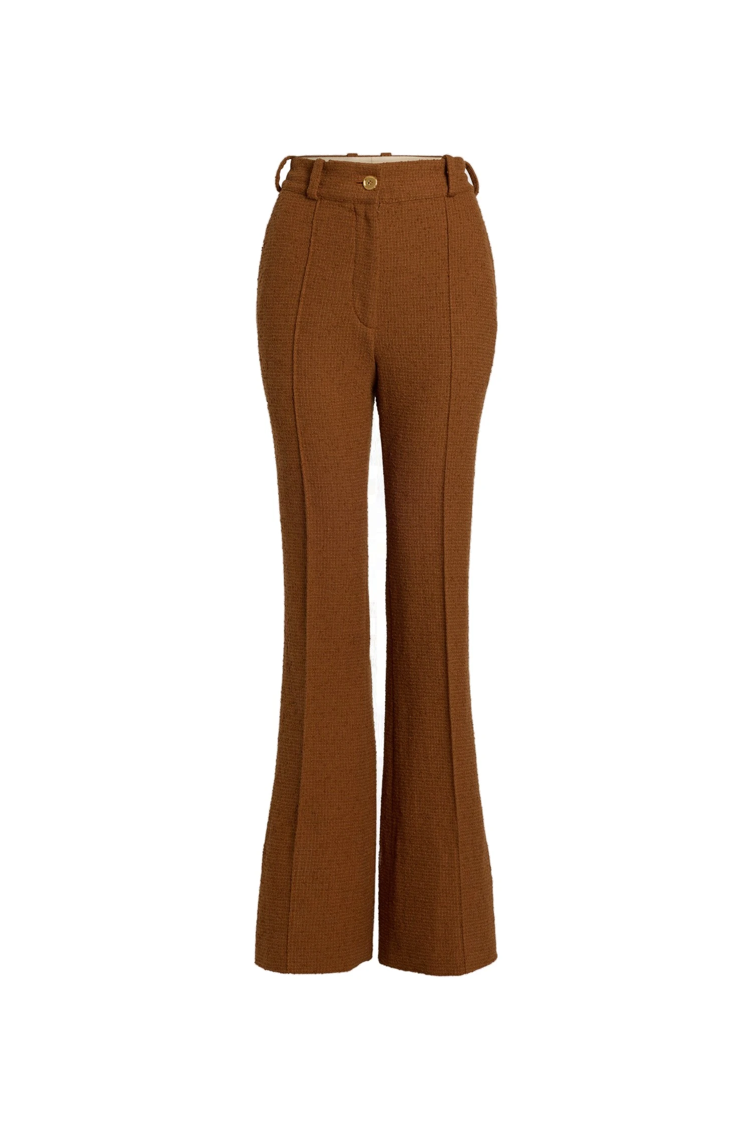 Patou Flared trousers in Autumn Leaf sustainable wool and organic cotton tweed | Pants | Luxury Shoes Patou Flared trousers in Autumn Leaf sustainable wool and organic cotton tweed