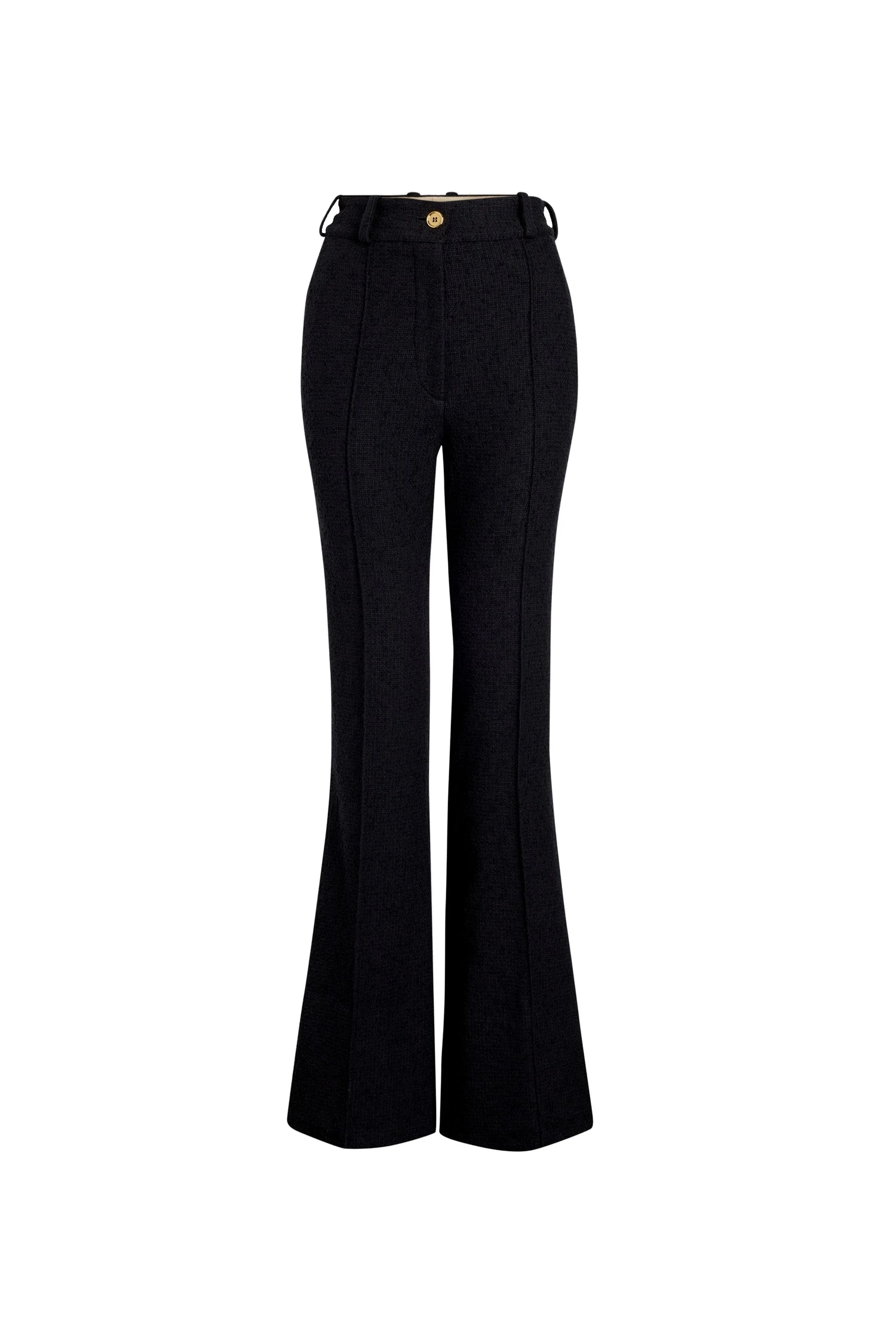 Patou Flared trousers in Black sustainable wool and organic cotton tweed | Pants | Luxury Shoes Patou Flared trousers in Black sustainable wool and organic cotton tweed