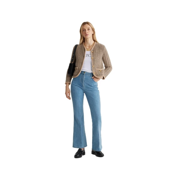 Flared trousers in Ice Blue organic cotton denim - Image 2