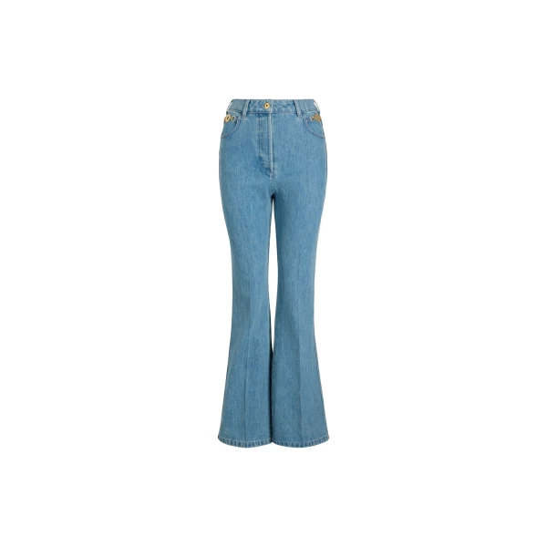 Flared trousers in Ice Blue organic cotton denim