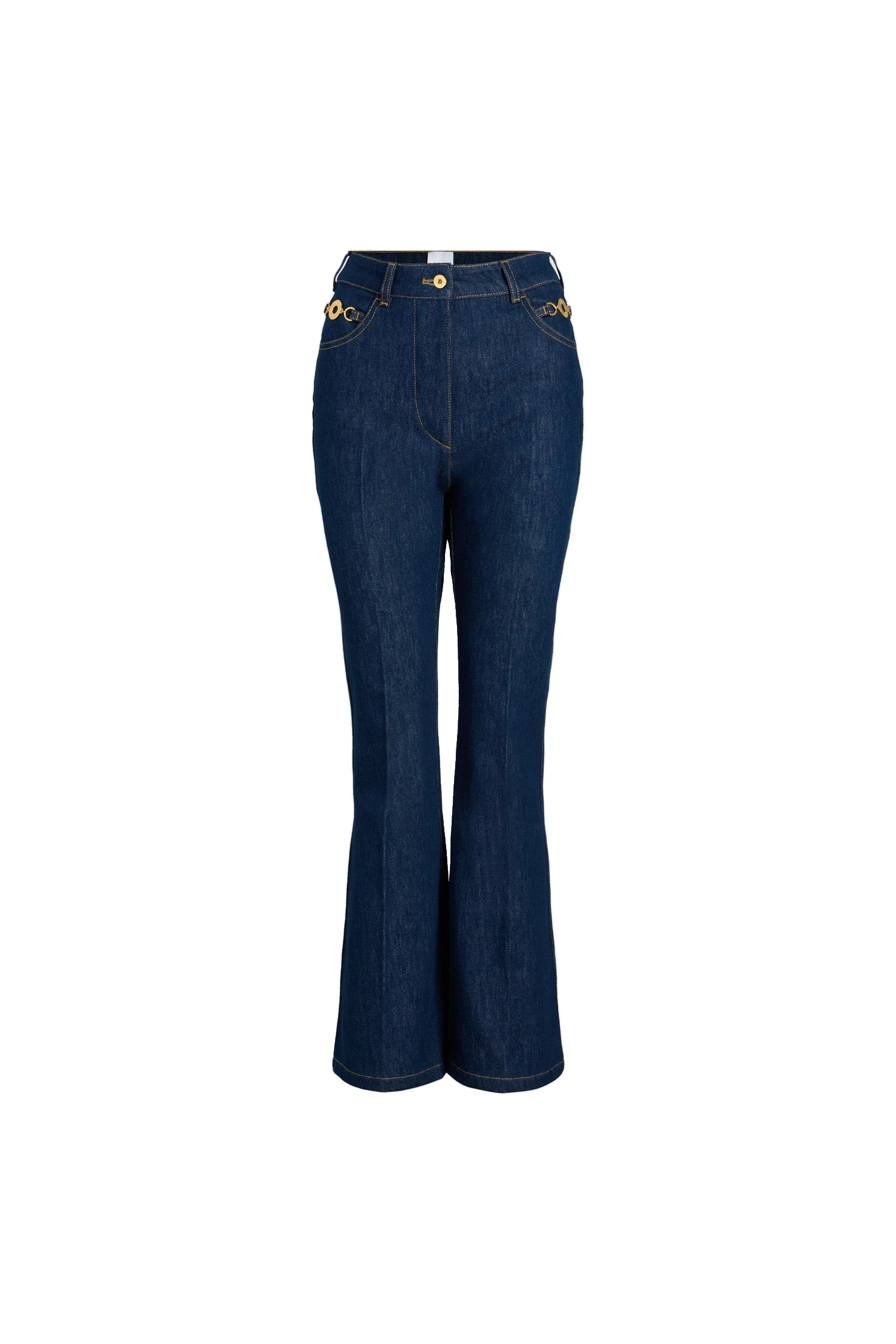 Patou Flared trousers in Rodeo Blue organic cotton denim | Pants | Luxury Shoes Patou Flared trousers in Rodeo Blue organic cotton denim