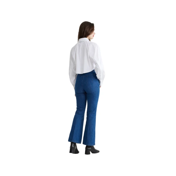 Flared trousers in Stonewash organic cotton denim - Image 3