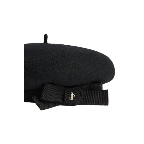 Grosgrain beret in Black wool felt - Image 2