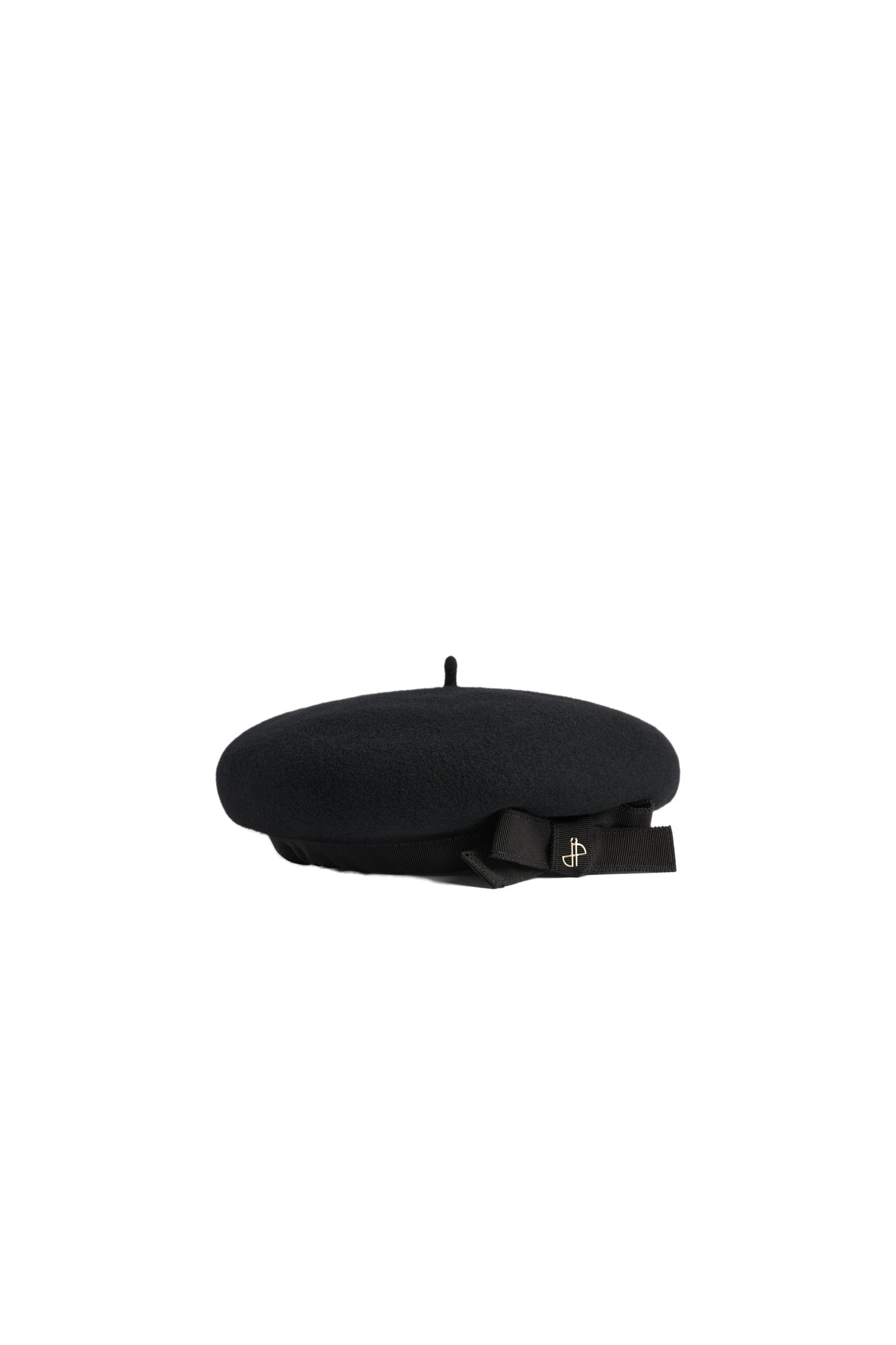 Patou Grosgrain beret in Black wool felt | Accessories | Luxury Shoes Patou Grosgrain beret in Black wool felt