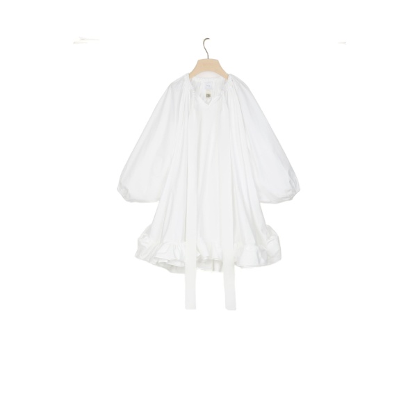 Patou Grosgrain ruffle hem dress in White organic cotton