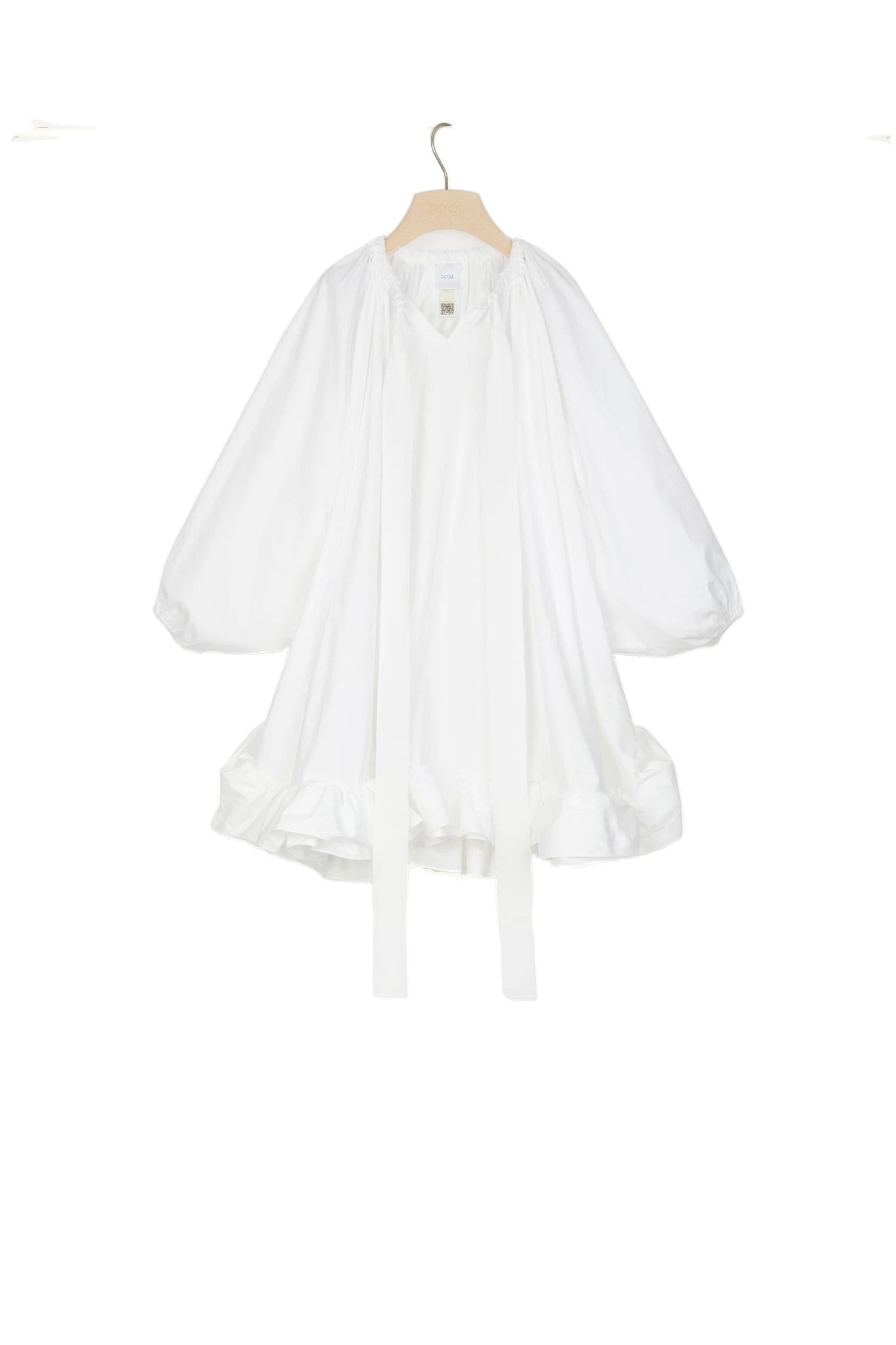 Patou Grosgrain ruffle hem dress in White organic cotton | Dresses | Luxury Shoes Patou Grosgrain ruffle hem dress in White organic cotton