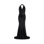 Patou Halterneck maxi dress in Black sequin