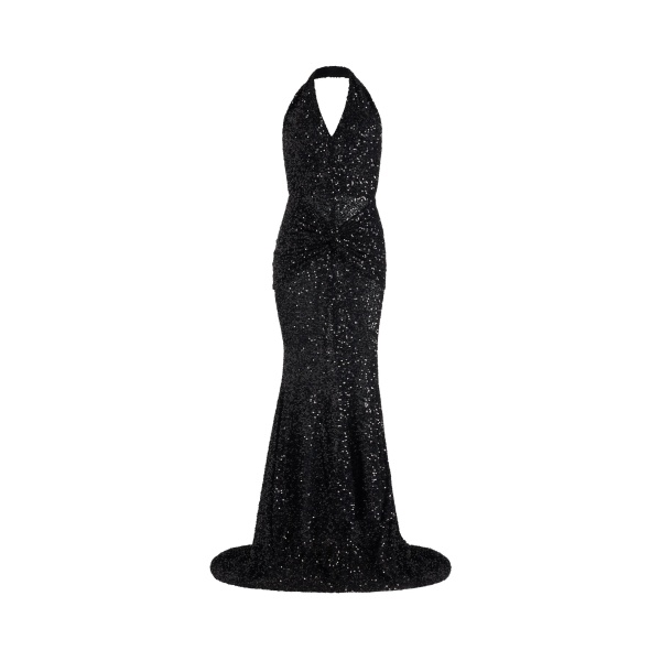 Patou Halterneck maxi dress in Black sequin
