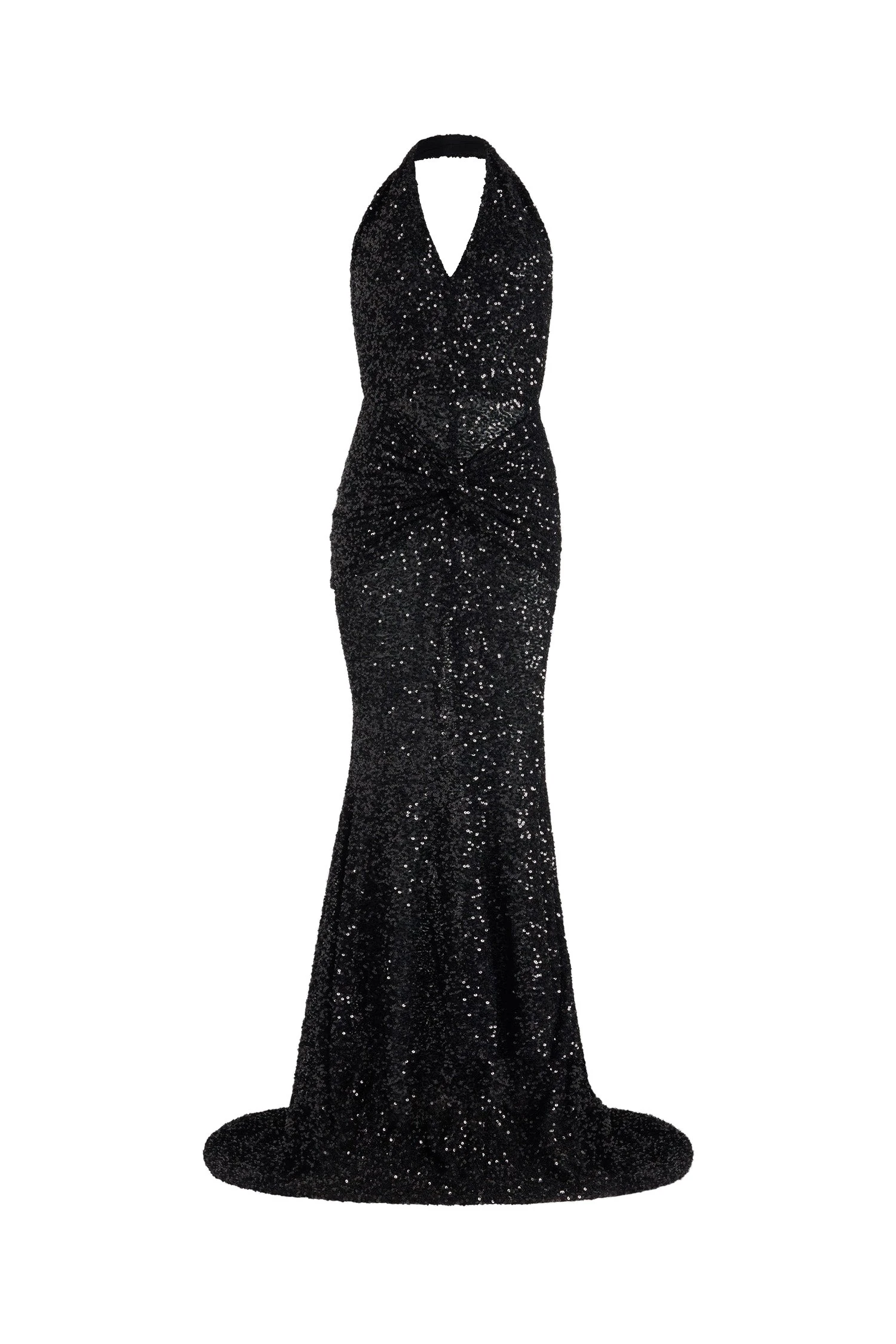 Patou Halterneck maxi dress in Black sequin | Dresses | Luxury Shoes Patou Halterneck maxi dress in Black sequin