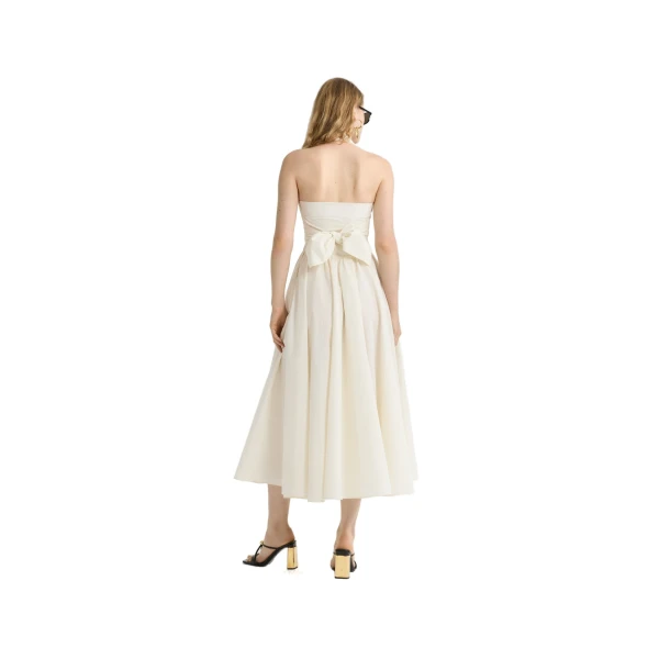 Halterneck maxi dress in Ivory recycled faille - Image 3