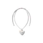 Patou Heart ribbon pendant necklace in Silver