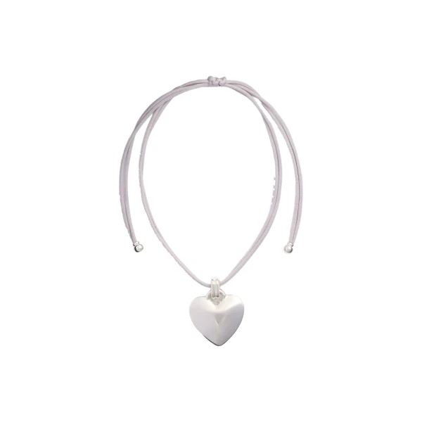 Heart ribbon pendant necklace in Silver
