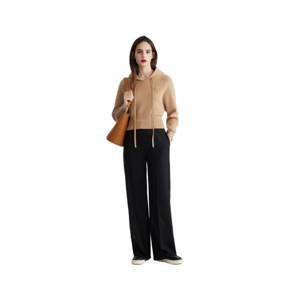 Hoodie in Biscuit sustainable wool and cashmere blend - Image 2