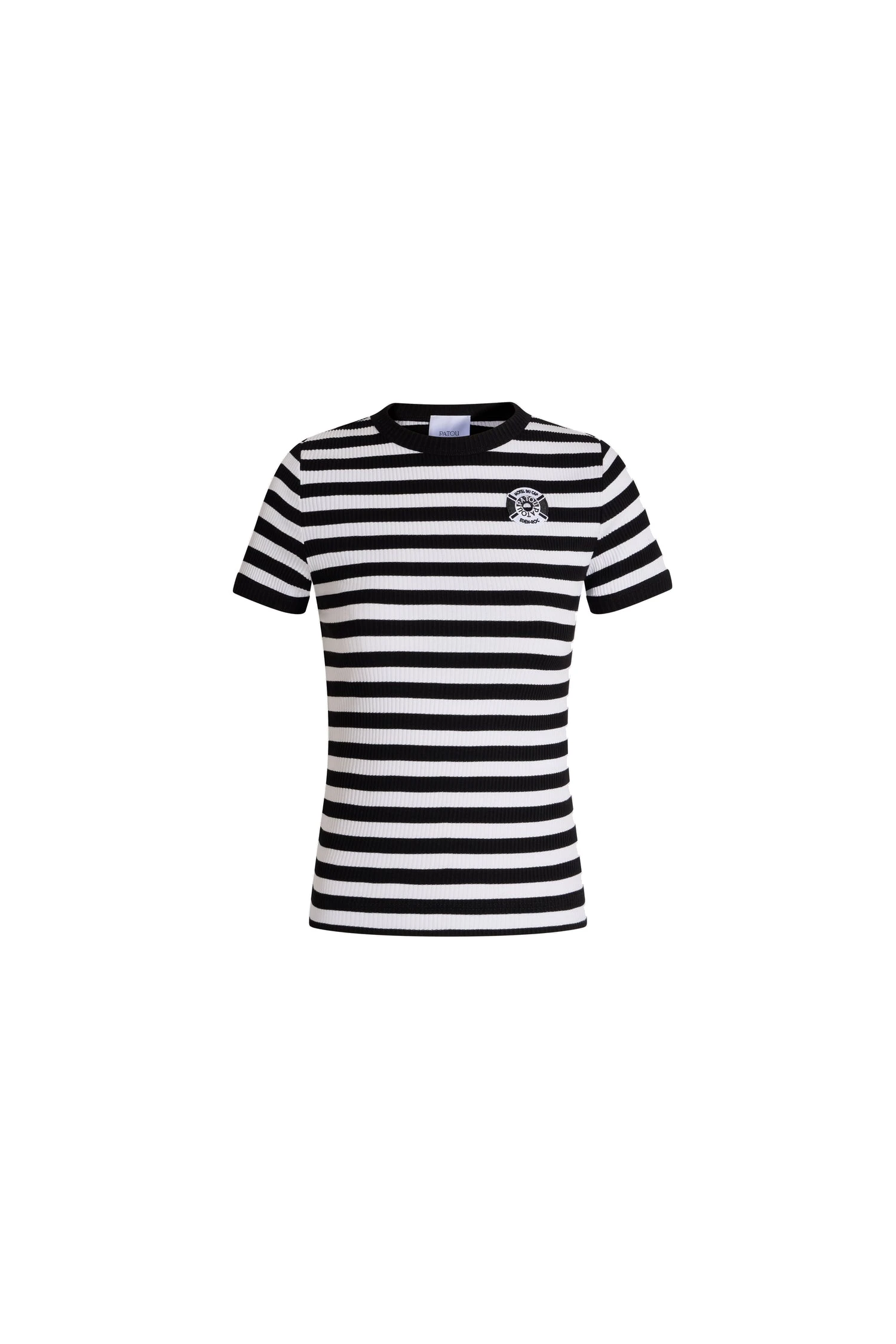 Patou Hôtel du Cap-Eden-Roc cotton ribbed striped T-shirt in Black White Stripes | Tops | Luxury Shoes Patou Hôtel du Cap-Eden-Roc cotton ribbed striped T-shirt in Black White Stripes