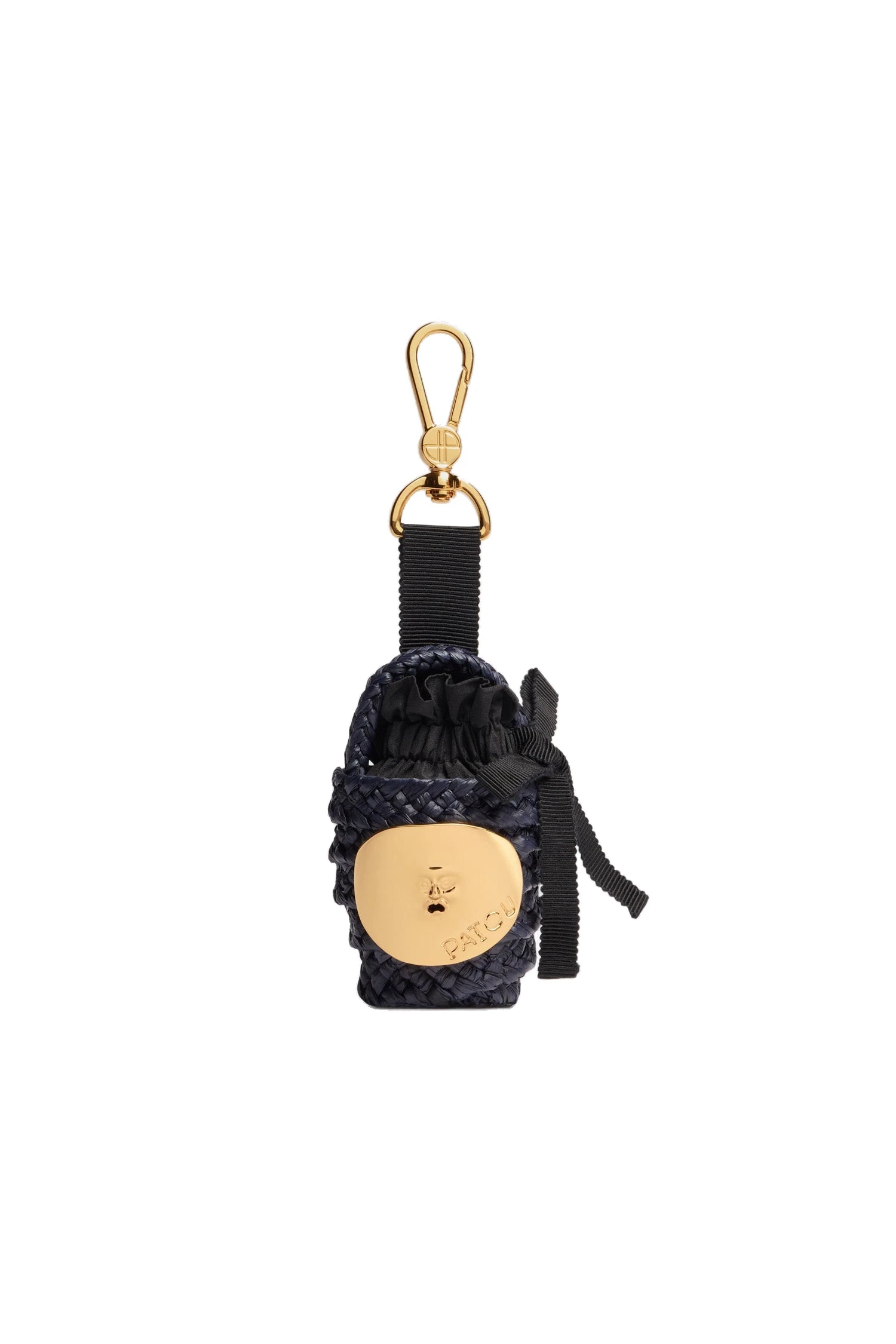 Patou Iconic bucket charm in Navy Black raffia | Bags | Luxury Shoes Patou Iconic bucket charm in Navy Black raffia