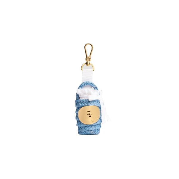 Iconic bucket charm in Skylight Blue raffia