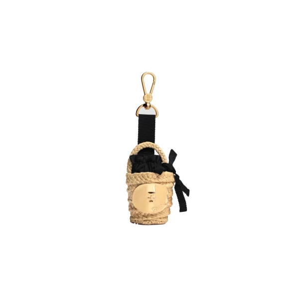 Iconic bucket charm in Vanilla raffia