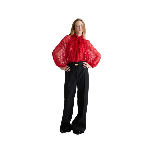 Iconic drawstring top in Babylone Red lace jersey - Image 2