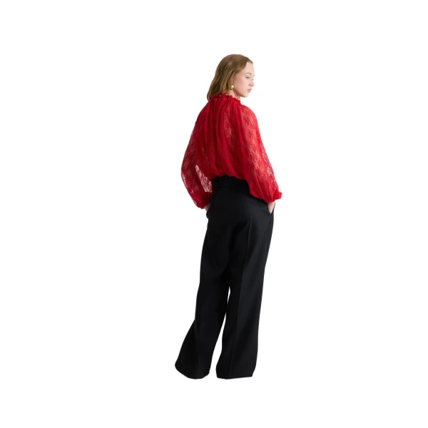 Iconic drawstring top in Babylone Red lace jersey - Image 3