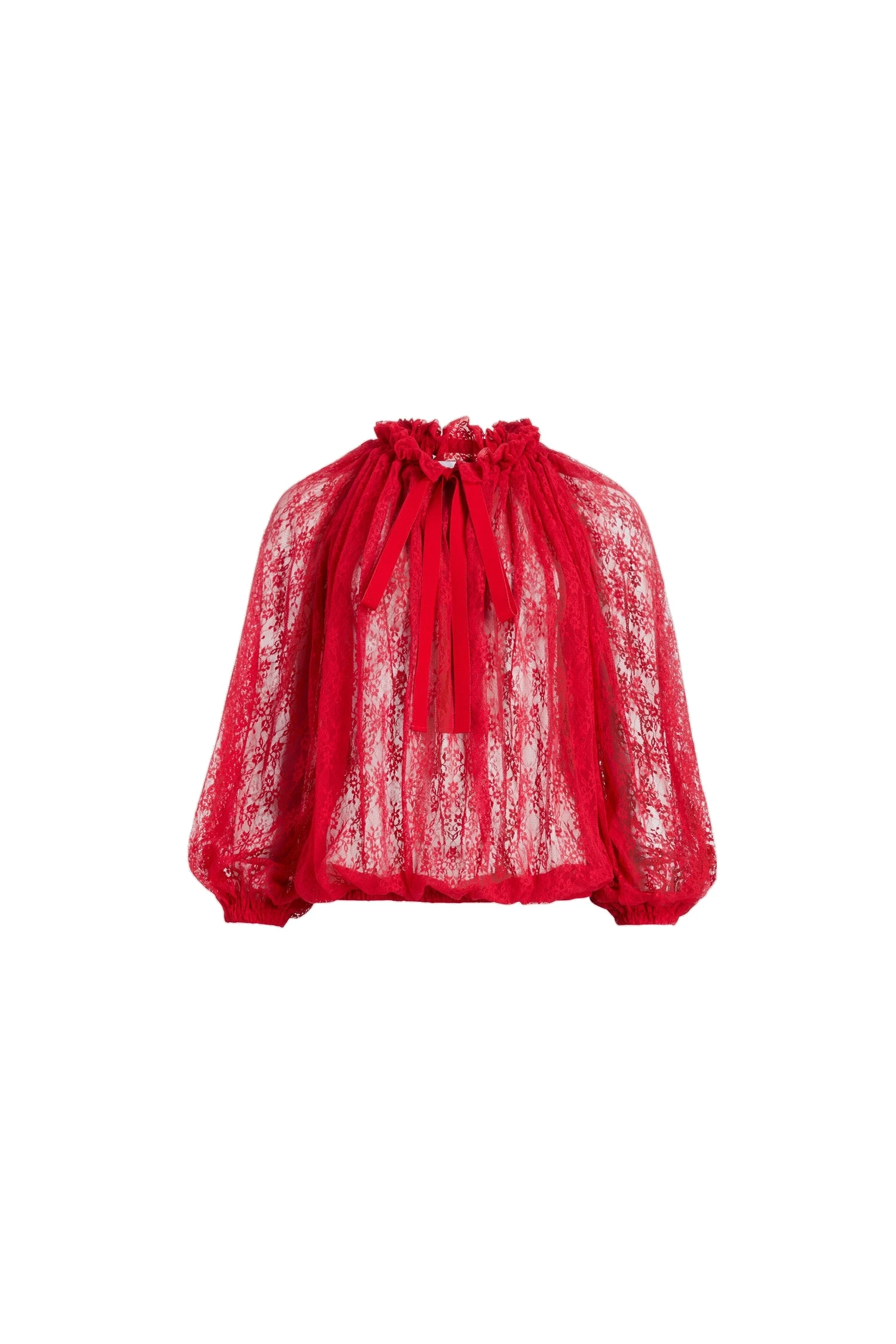 Patou Iconic drawstring top in Babylone Red lace jersey | Tops | Luxury Shoes Patou Iconic drawstring top in Babylone Red lace jersey
