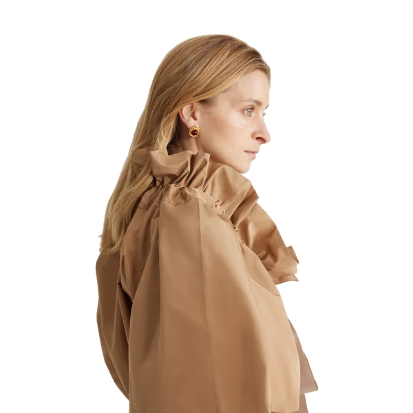 Iconic drawstring top in Gray Sand recycled faille - Image 4