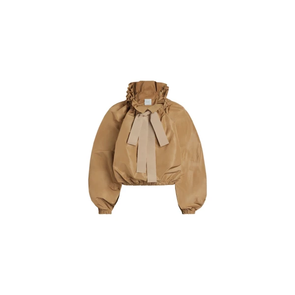 Patou Iconic drawstring top in Gray Sand recycled faille