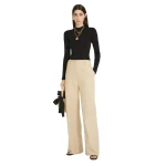 Patou Iconic long trousers in Beige cotton tweed