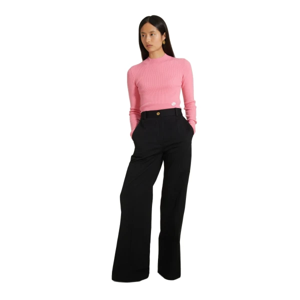 Iconic long trousers in Black organic cotton gabardine - Image 2