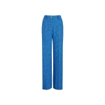 Patou Iconic long trousers in Victoria Blue sustainable wool and organic cotton tweed