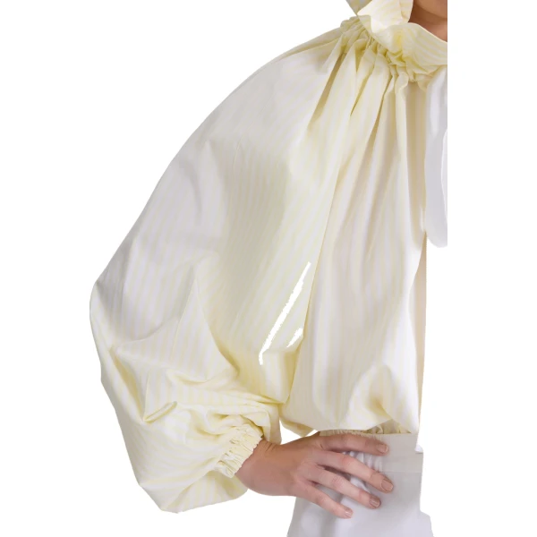 Iconic organic cotton voluminous striped top in Lemonade Stripes - Image 4
