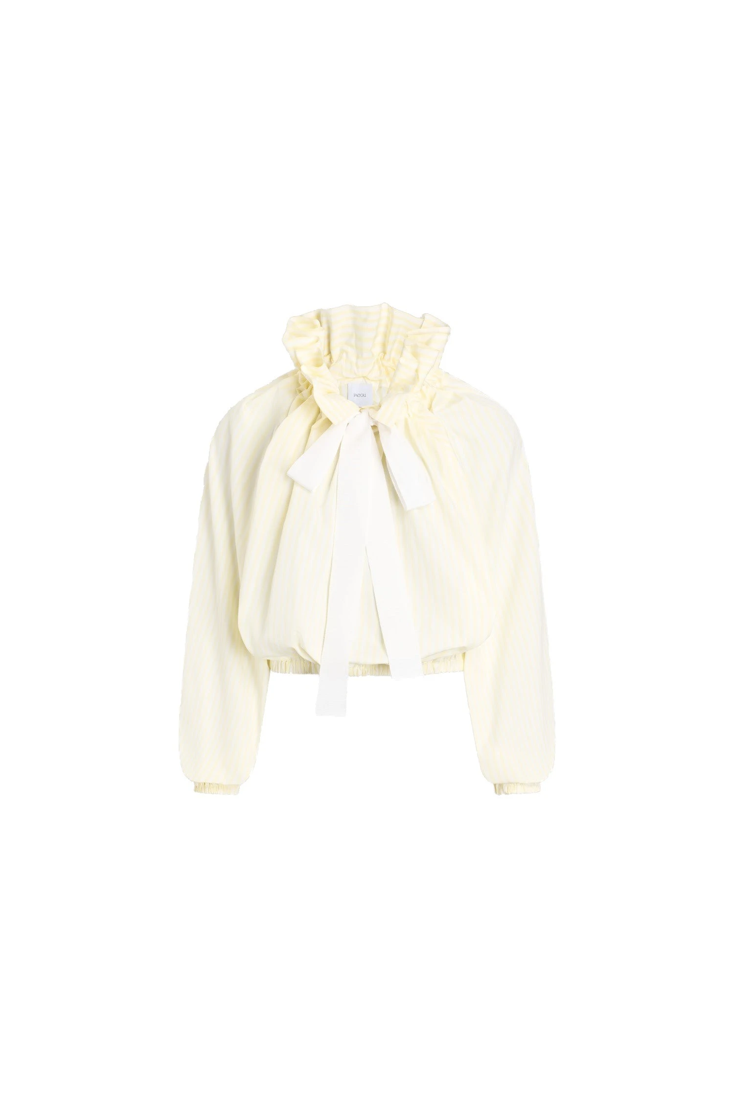 Patou Iconic organic cotton voluminous striped top in Lemonade Stripes | Tops | Luxury Shoes Patou Iconic organic cotton voluminous striped top in Lemonade Stripes