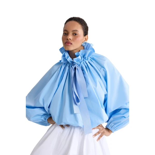 Iconic organic cotton voluminous top in Riviera Blue - Image 5