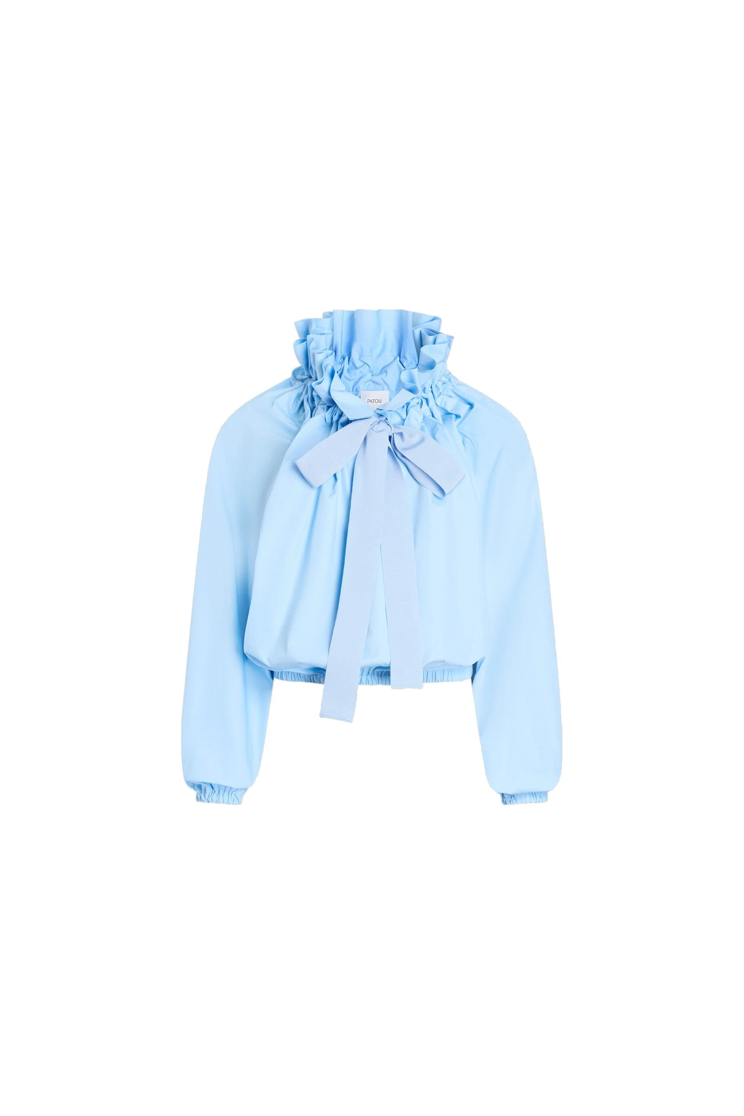 Patou Iconic organic cotton voluminous top in Riviera Blue | Tops | Luxury Shoes Patou Iconic organic cotton voluminous top in Riviera Blue