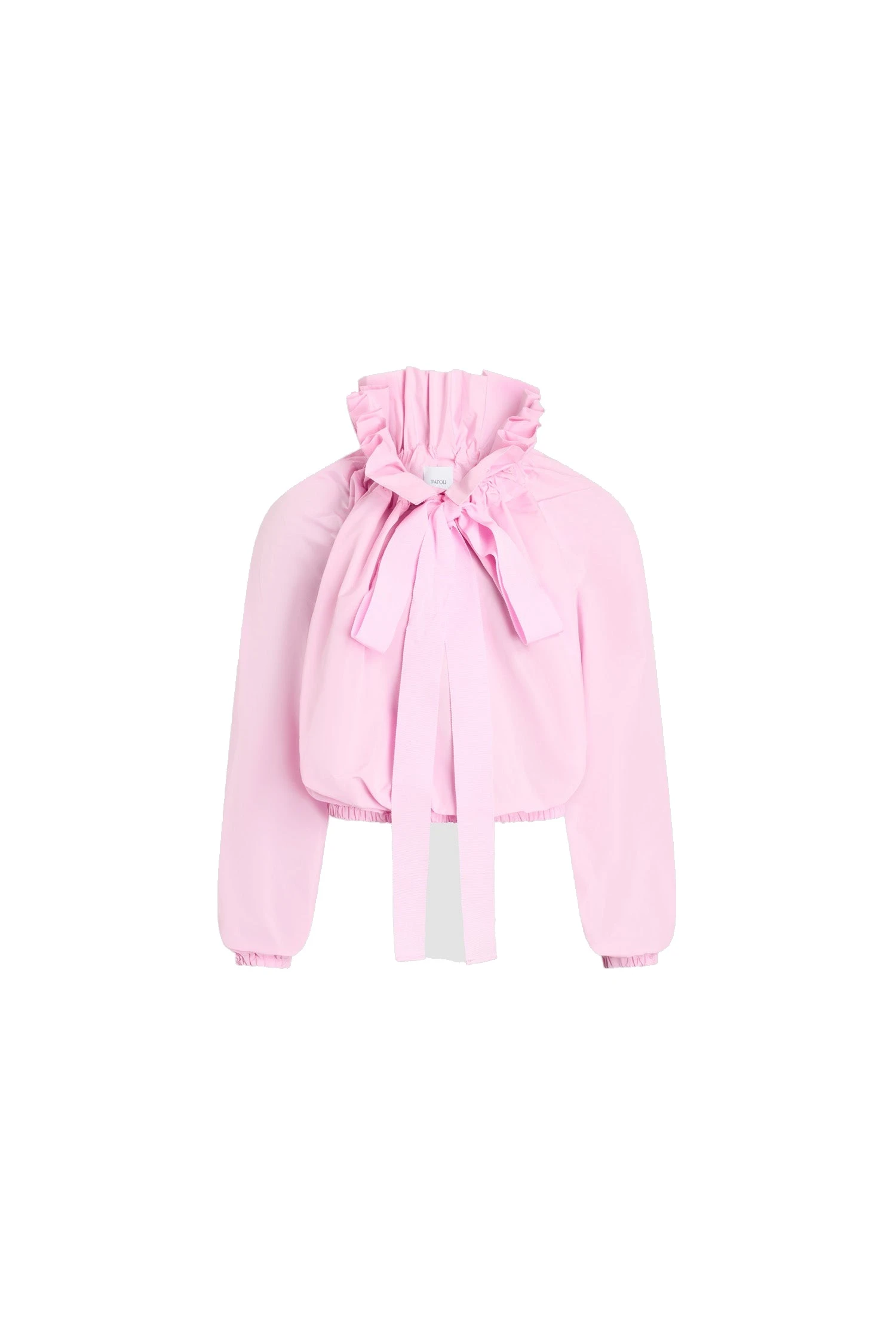 Patou Iconic recycled faille voluminous top in Primrose Pink | Tops | Luxury Shoes Patou Iconic recycled faille voluminous top in Primrose Pink