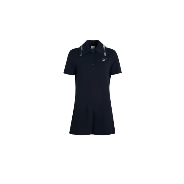 JP monogram embroidery mini polo dress in Navy Black piqué organic cotton