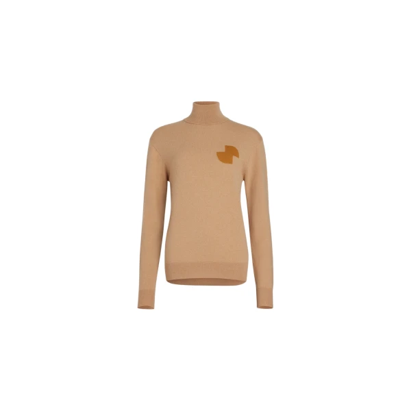 JP turtleneck jumper in Biscuit sustainable wool and cashmere