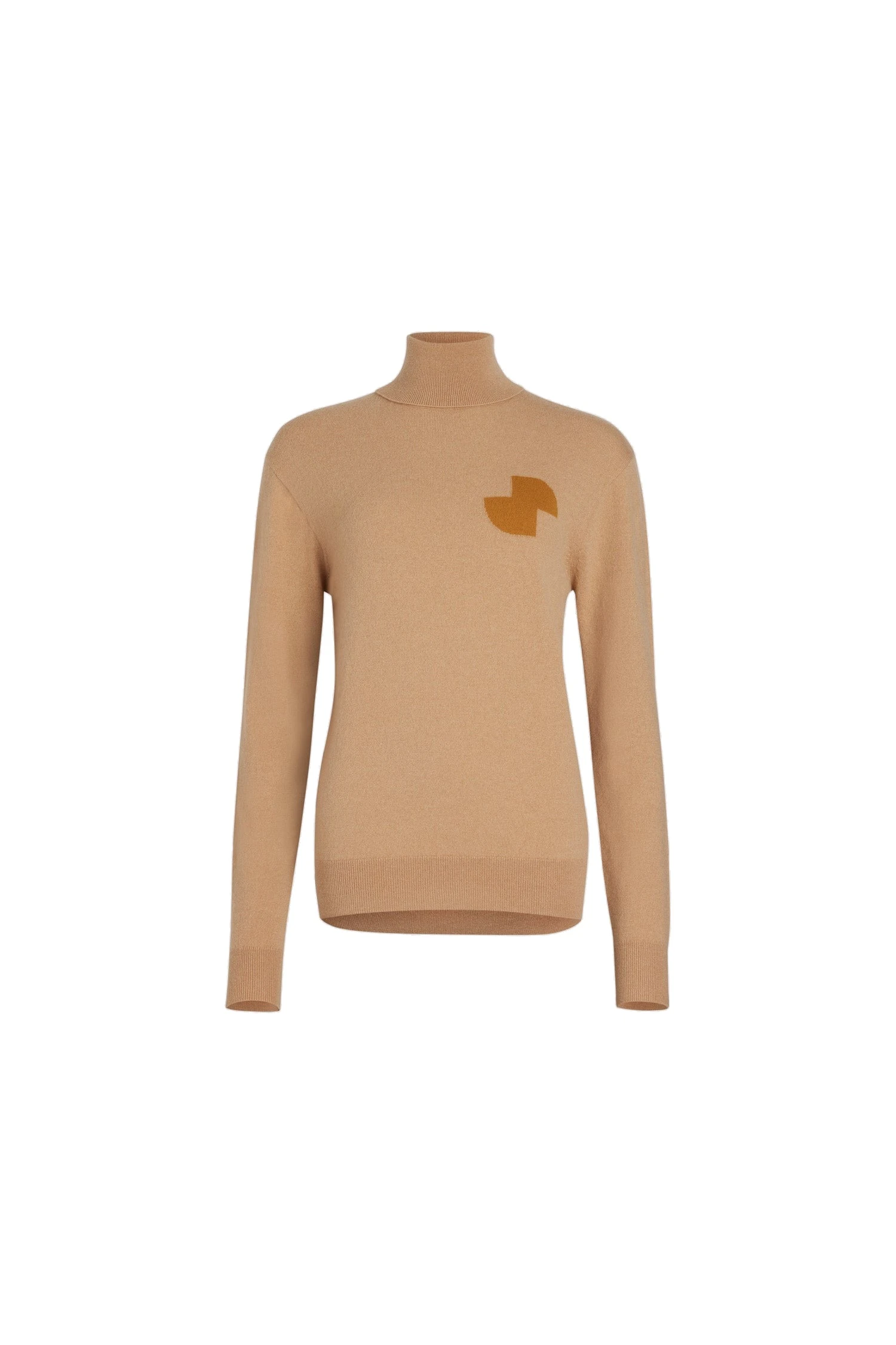 Patou JP turtleneck jumper in Biscuit sustainable wool and cashmere | Knitwear | Luxury Shoes Patou JP turtleneck jumper in Biscuit sustainable wool and cashmere